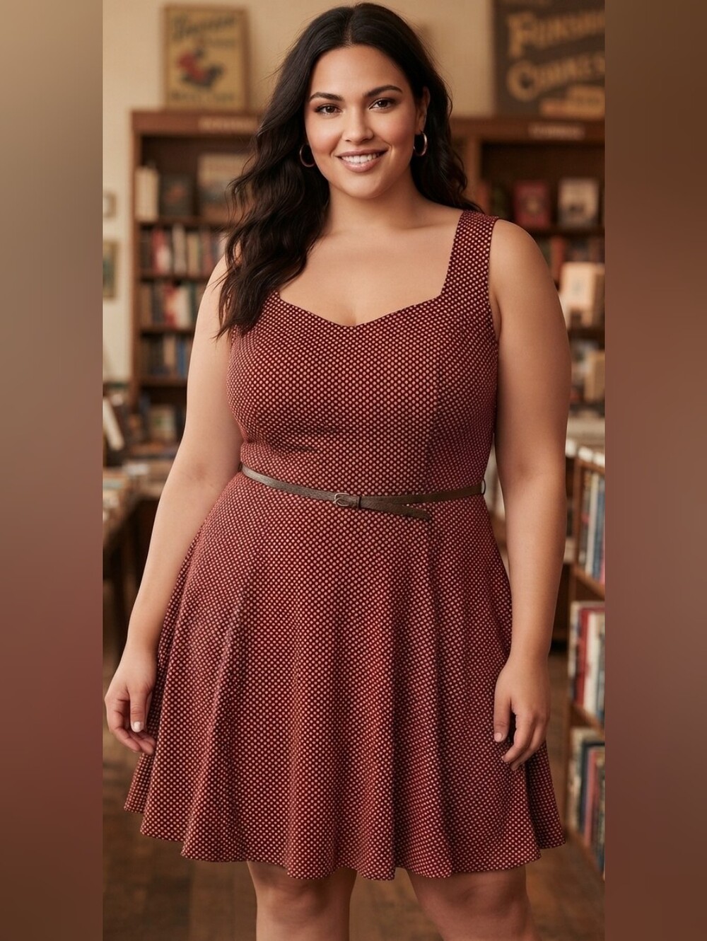 Torrid Red & Black Geo Dot Sleeveless Skater Dress Plus Size 2X (Size 2) Belted - Picture 1 of 11